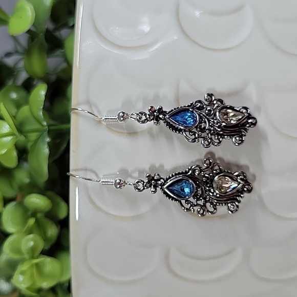 Sterling Silver Topaz Drop Earrings, S925 - Picture 4 of 6